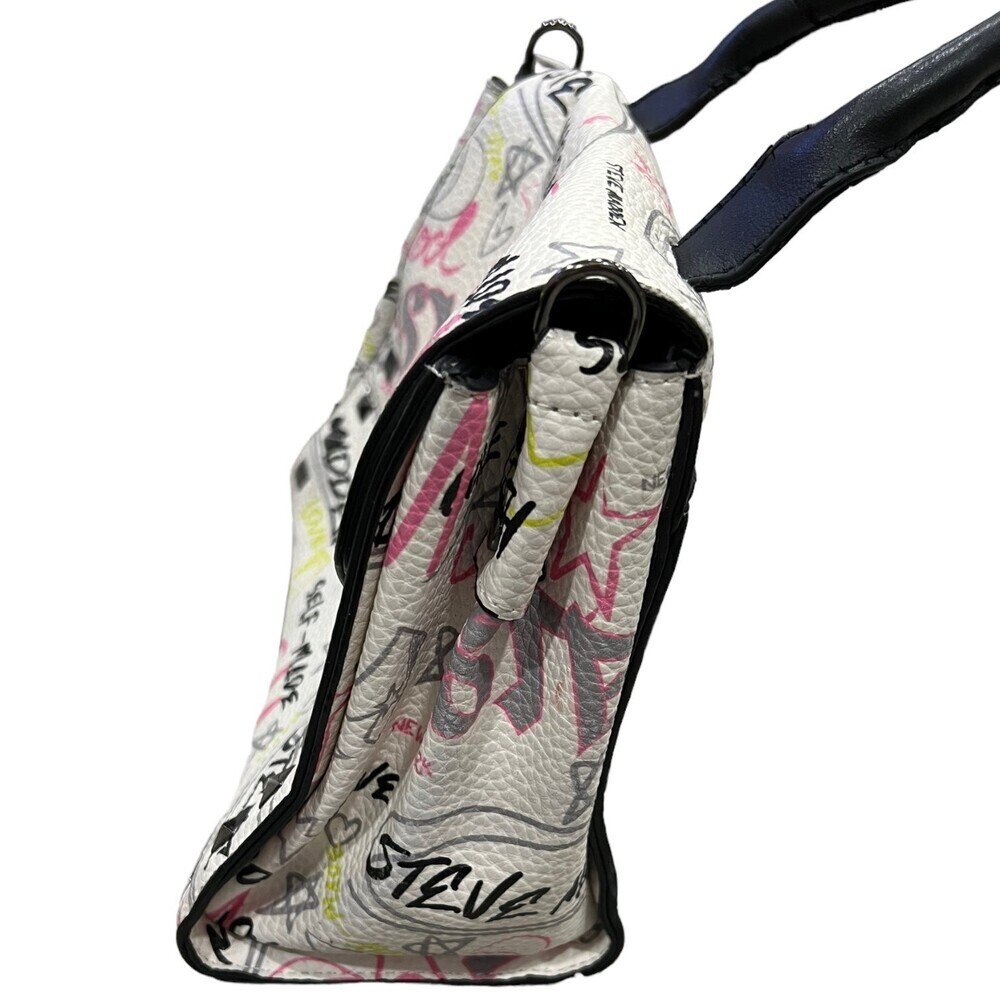 Steve Madden White Logo Graffiti Top Handle Bag - Picture 4 of 7